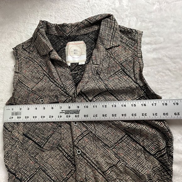 Anthropologie Hei Hei Womens Sleeveless Nova Romper Small Black/Tan Pockets NWOT - Picture 8 of 10